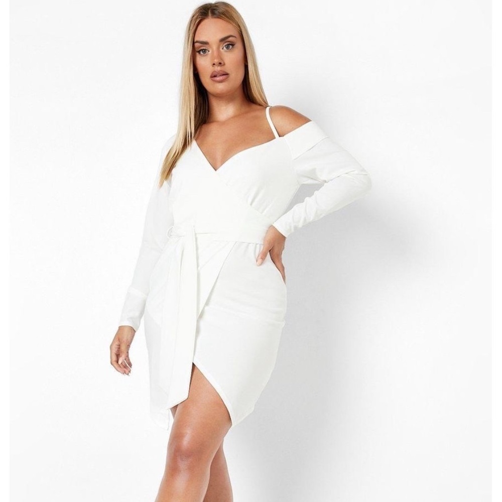 Boohoo+ One Shoulder Faux Wrap Dress NWT Size 22